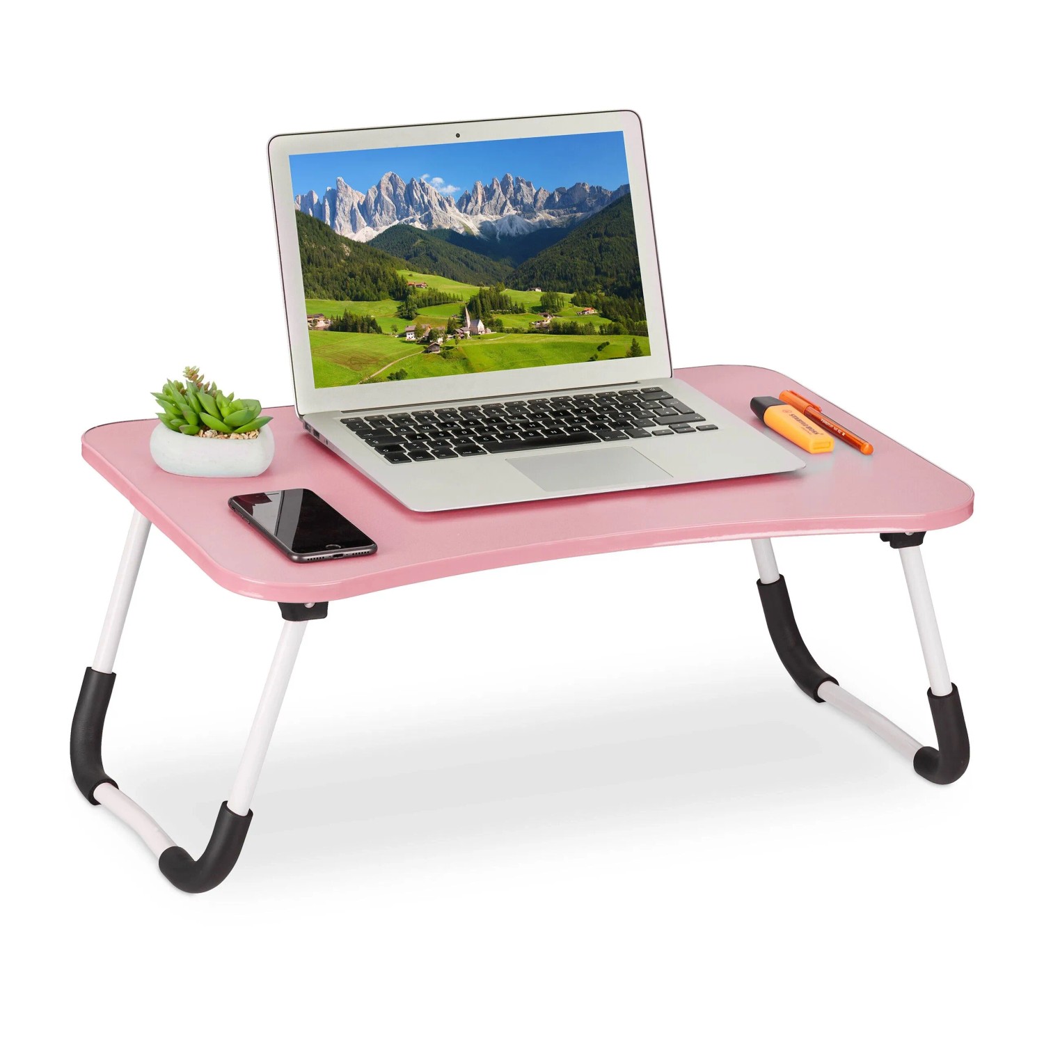 Relaxdays Laptoptisch MDF Eisen Pink Klappbar Rutschfest 26 cm x 63 cm x 40 cm 2 kg