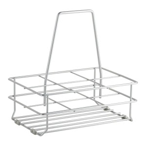 Kesseböhmer Flaschentragekorb, silbergrau, für 6 Flaschen, mit Bodengleitern.