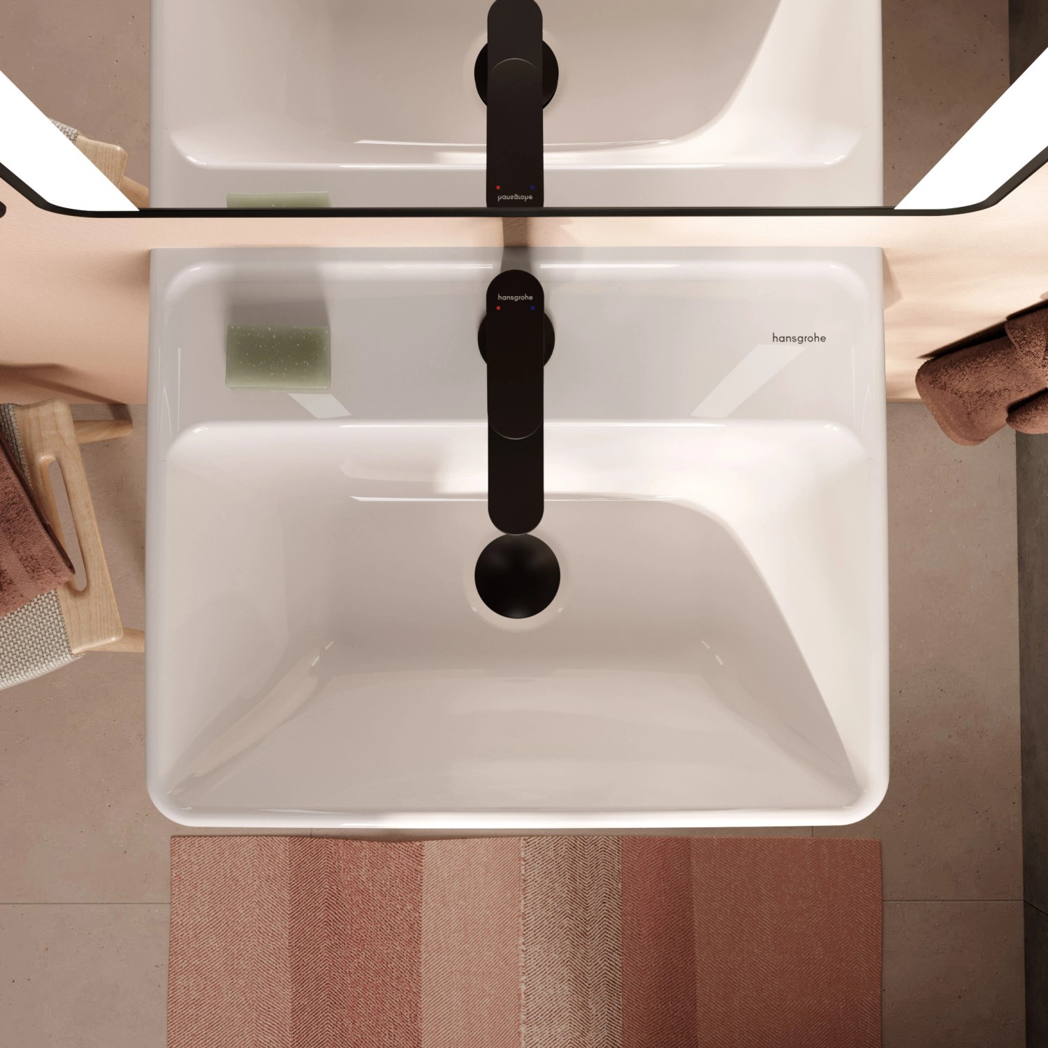 Hansgrohe Handwaschbecken Xanuia Q, 45x34 cm, Weiß, mit Armatur. Ideal für kleine Bäder.