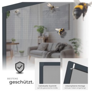 Tectake Fliegengitter Mit Aluminiumrahmen  Für Fenster  Zuschneidbar Wetter  und Uv Beständig 100 x 120 cm 1 x 100 x 120 cm Anthrazit