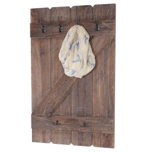 BERLINLODGE Wandgarderobe 91x60x10cm 6 Haken Braun Shabby