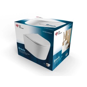 Weißes Swiss Aqua Technologies Wand-WC Set mit Geberit Spülkasten, Betätigungsplatte und Softclose-Sitz für Trockenbau.