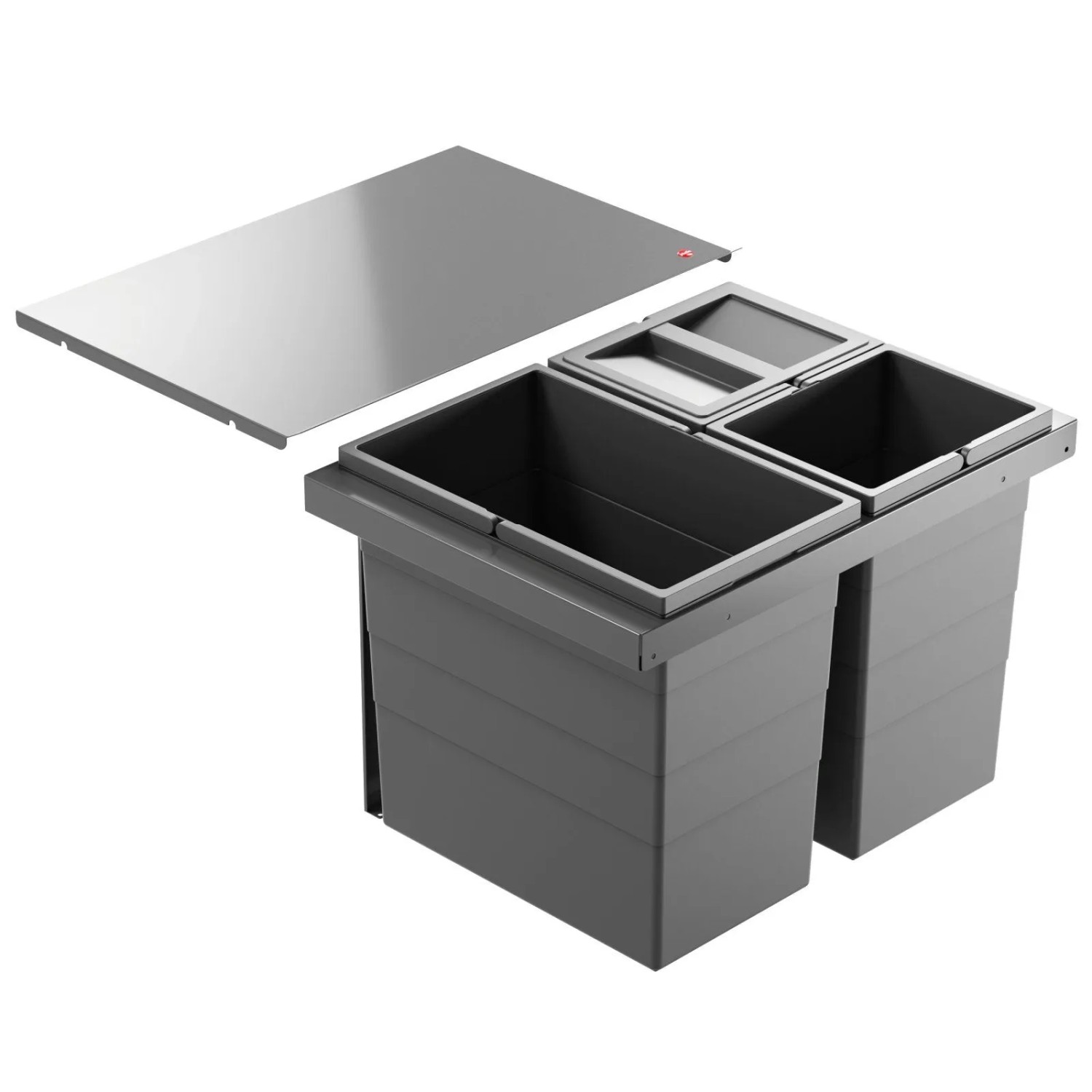Hailo AS Triple XL 600 28 13 13 D Einbau Mülltrennsystem 54 Liter 10000226 3-Fach Abfallsammler für 60 cm Auszugschränke Mülleimer