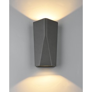 Moderne, anthrazitfarbene Trio LED-Außenwandleuchte Tay mit Lichteffekt nach oben und unten.