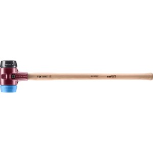 Halder Simplex Vorschlaghammer, Ø 80mm, Gummi/TPE-soft, blau, mit Holzstiel und Tempergussgehäuse.