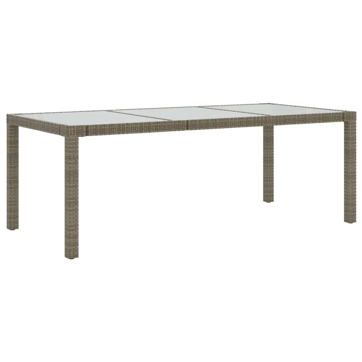 Furnicato Gartentisch Grau 190x90x75 Cm Hartglas Und Poly Rattan