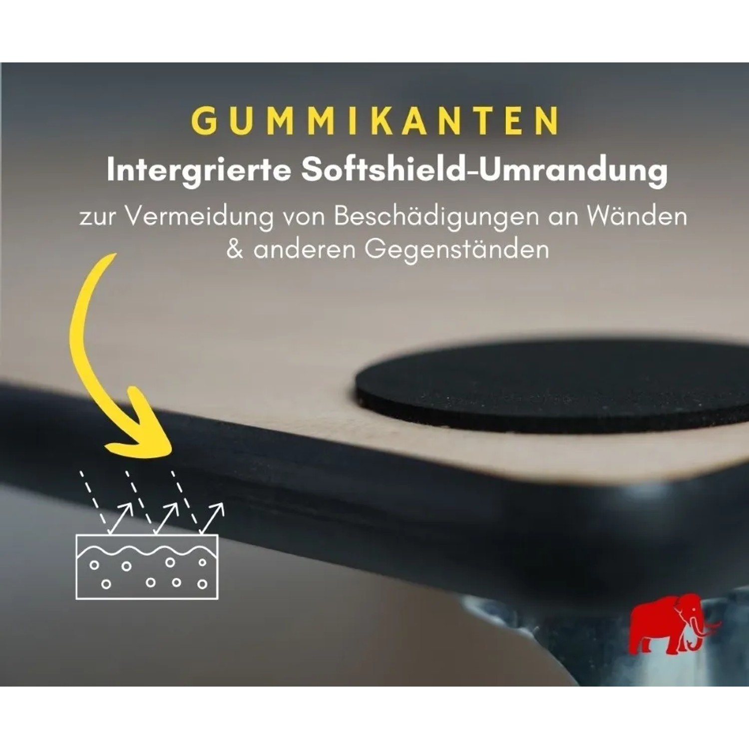 Detailaufnahme Transportroller mit Gummikante und Antirutschpad. Werkstattwagen Zubehör.