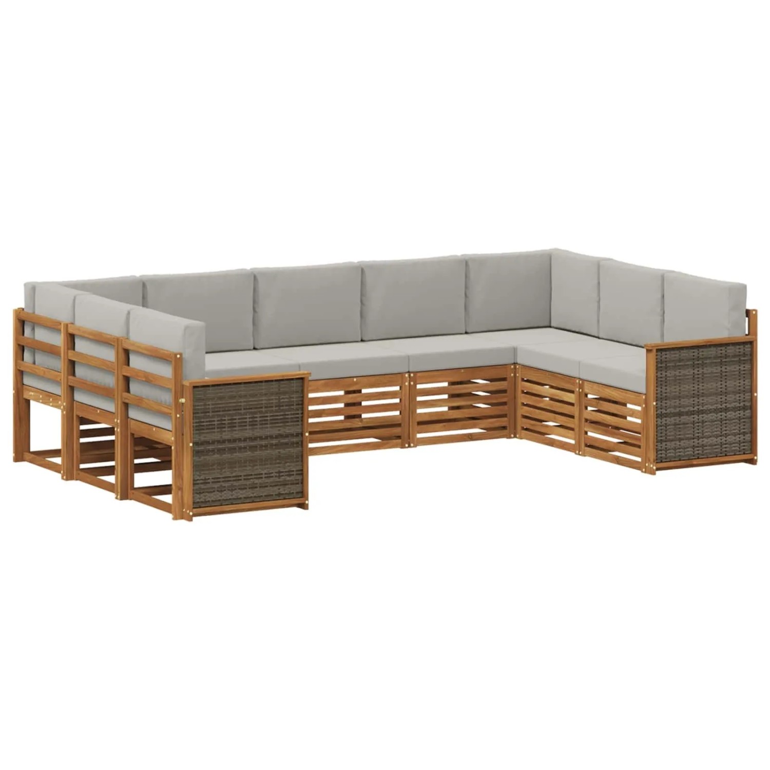 vidaXL Ecksofa Set mit Kissen 7 Stk Natur und Hellgrau 3384827
