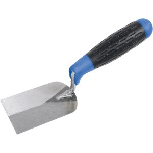 LUX Kellenset: Glättkelle mit blau-schwarzem Griff für Maurer-, Fliesenleger- & Verlegearbeiten.