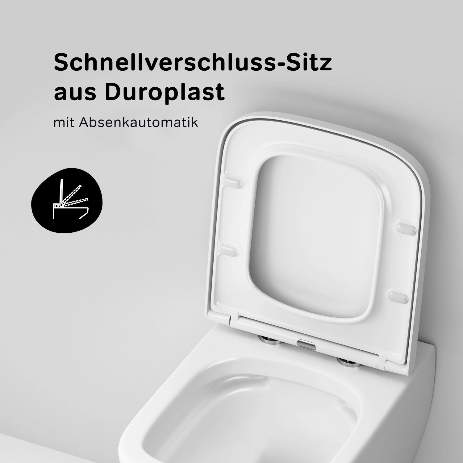 AM.PM Wand-WC mit offenem Softclosing-Sitz. Spülrandlose Hänge-Toilette aus Sanitärkeramik.