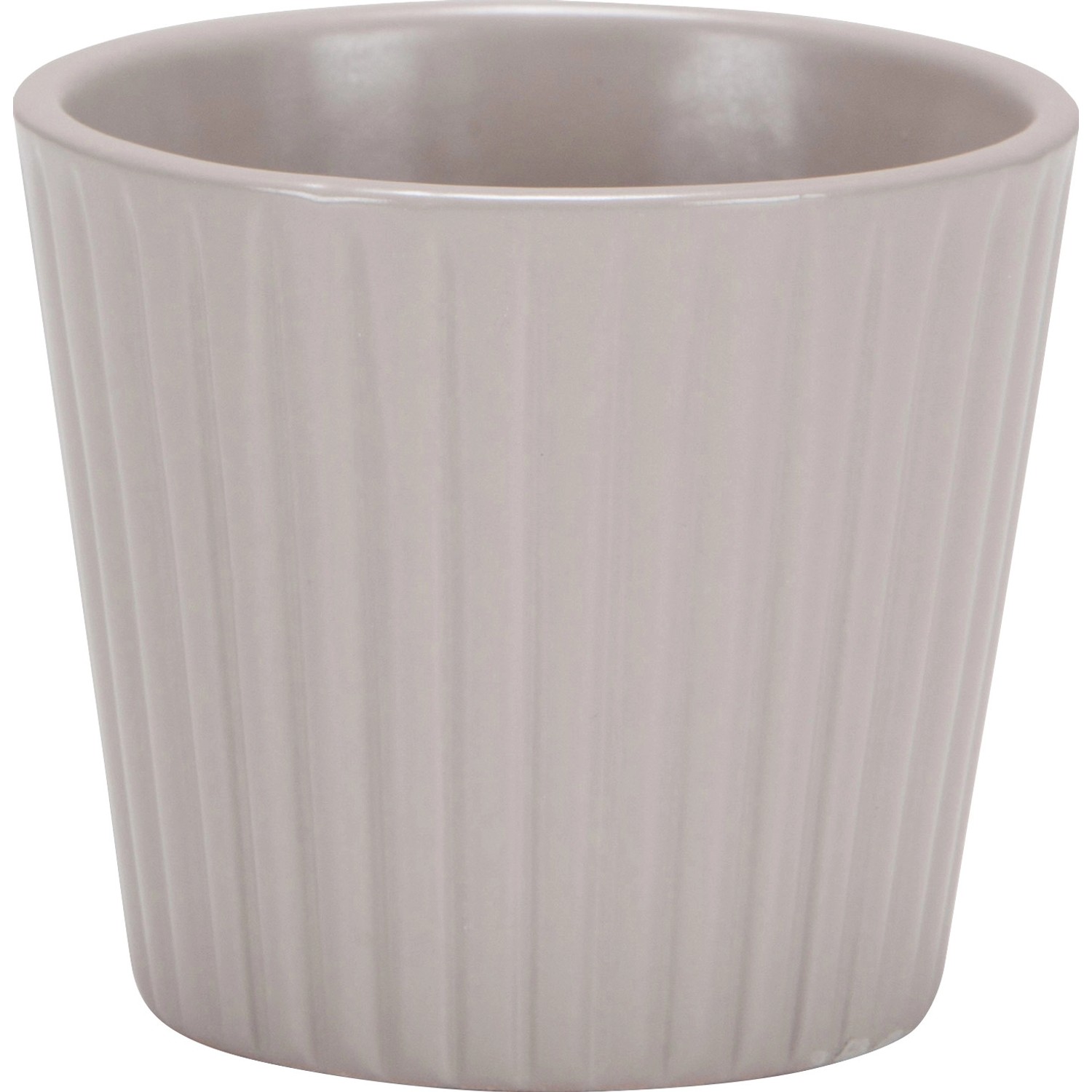 Scheurich Übertopf Expressive 937, Ø 9 cm, in schlichtem Grau mit gerippter Oberfläche.