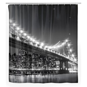 Wenko Duschvorhang Brooklyn Bridge mit LED-Beleuchtung, Polyester, 200x180 cm.
