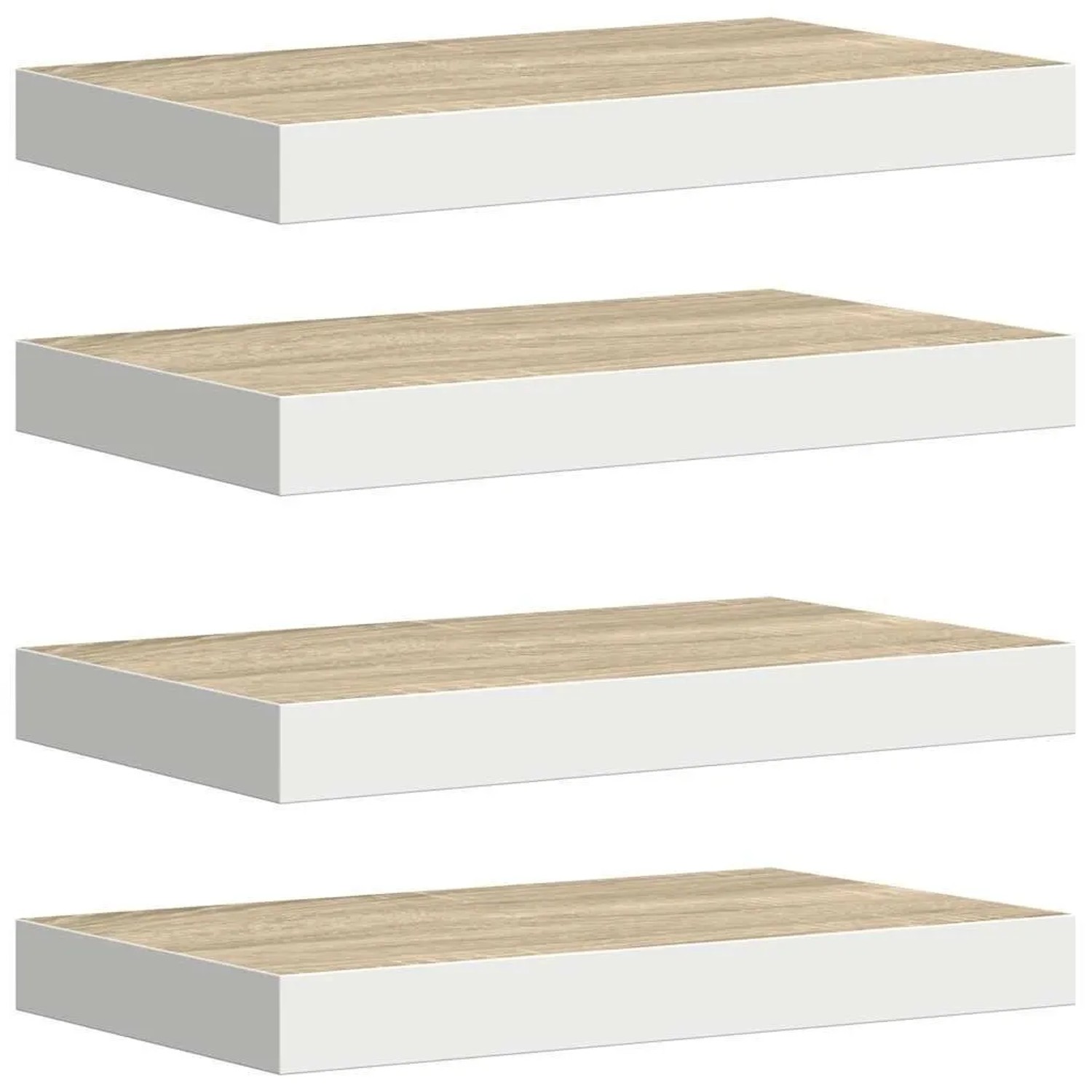 vidaXL Schweberegale 4 Stk Eichen-Optik und Weiß 50x23x3,8 cm MDF 326575