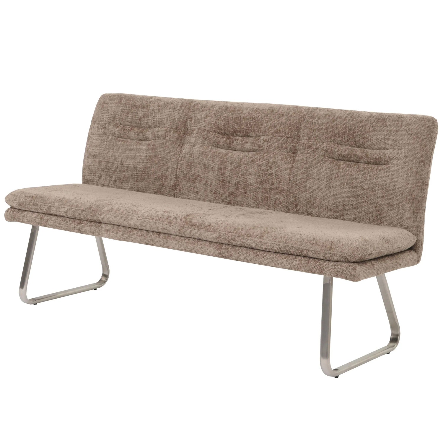MCW Sitzbank H70 Lehne Stoff/Textil Chenille Edelstahl Gebürstet 180cm Braun