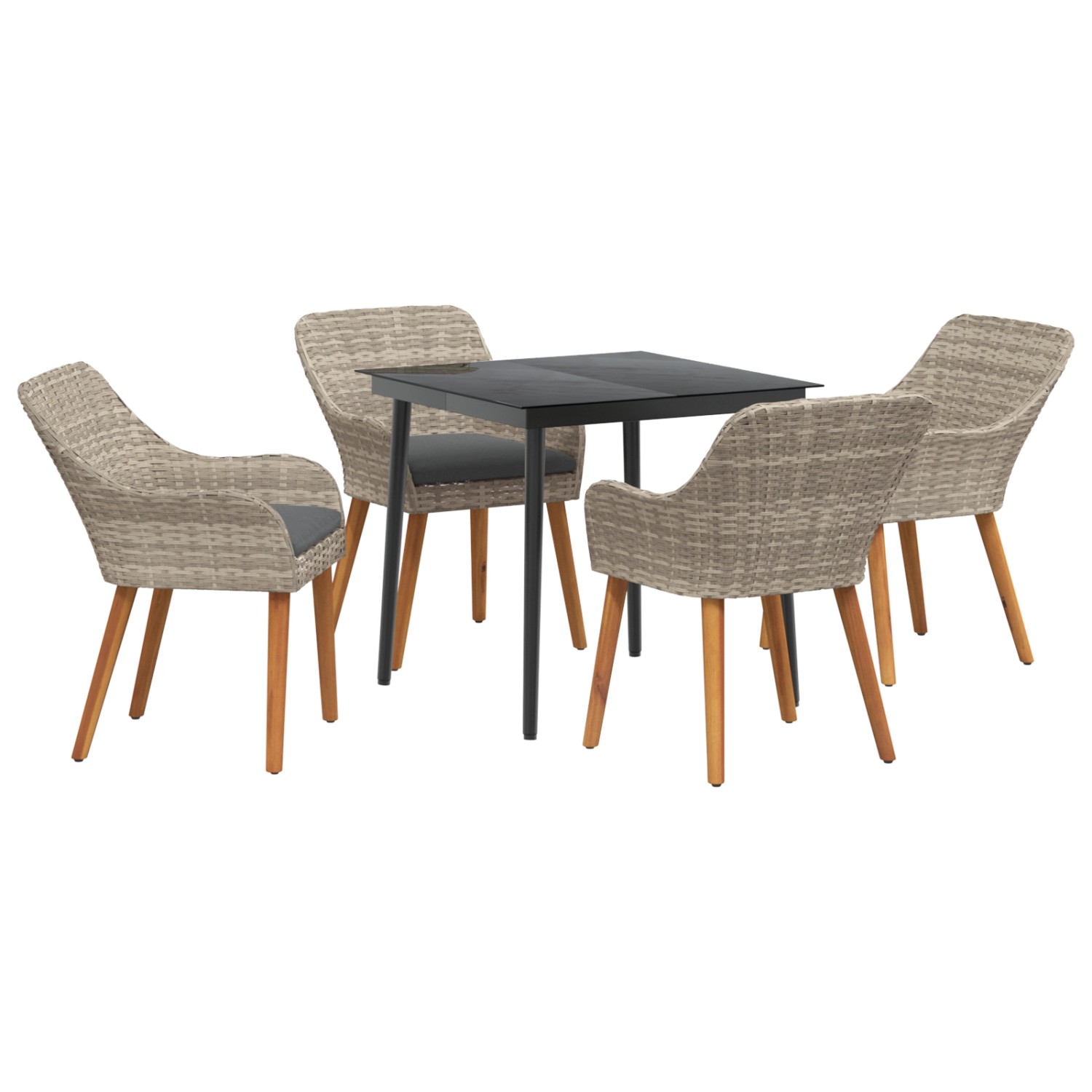 vidaXL Essgruppe 5-Tlg Hellgrau Poly Rattan 3261706 günstig online kaufen