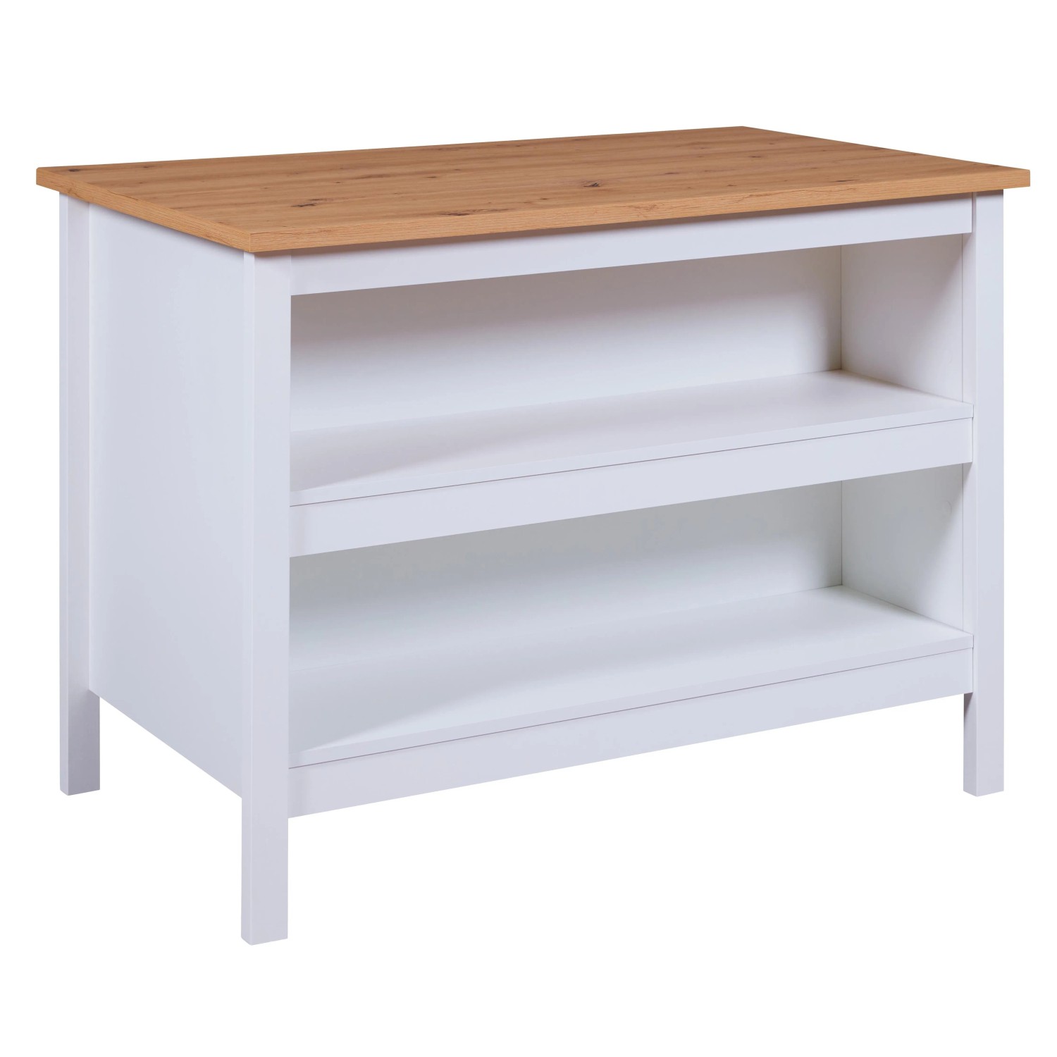 Kücheninsel Julina mit Platz Für 2 Barhocker 124 cm x 75 cm x 91,5 cm Weiß