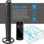 Schwarzer Vornado Tower L Standventilator mit Fernbedienung und Versa-Flow Luftzirkulation.