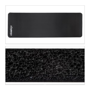 Relaxdays Yogamatte Kautschuk Schwarz Einfarbig 1 cm 60 cm x 180 cm 900 g