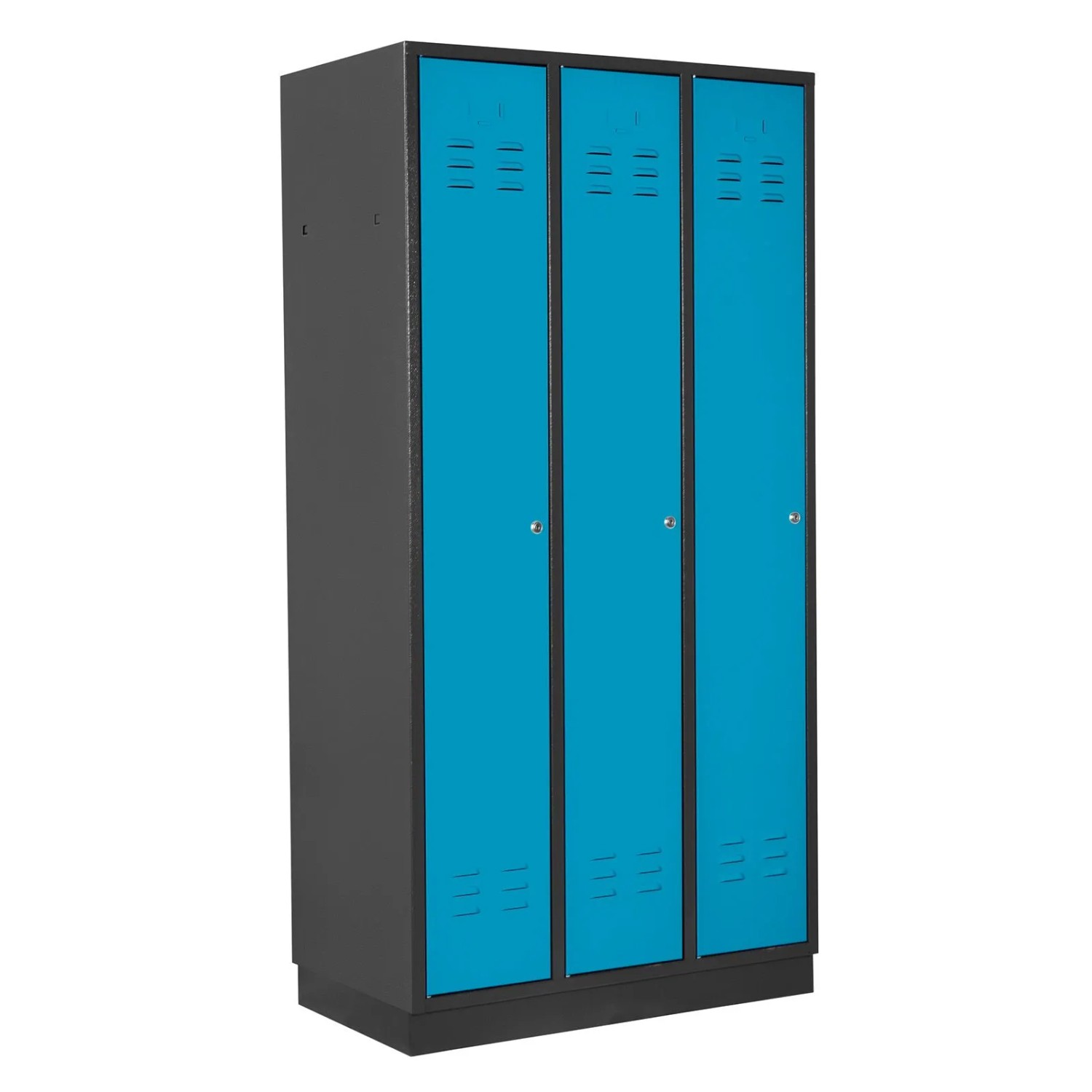 PROREGAL Garderobenschrank Ermine Mit 3 Türen HxBxT 178x89x50cm Anthrazitgrau/Lichtblau