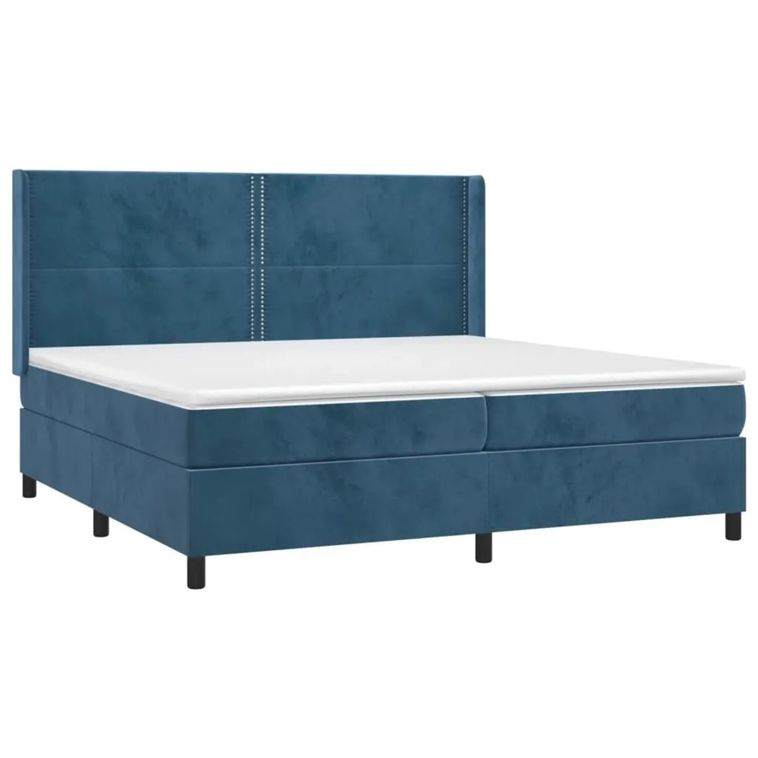 vidaXL Boxspringbett mit Matratze & LED Dunkelblau 200x200 cm Samt 3139527