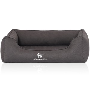 Knuffelwuff Hundebett Leon, orthopädisch, wasserabweisend, anthrazit, Größe M-L.