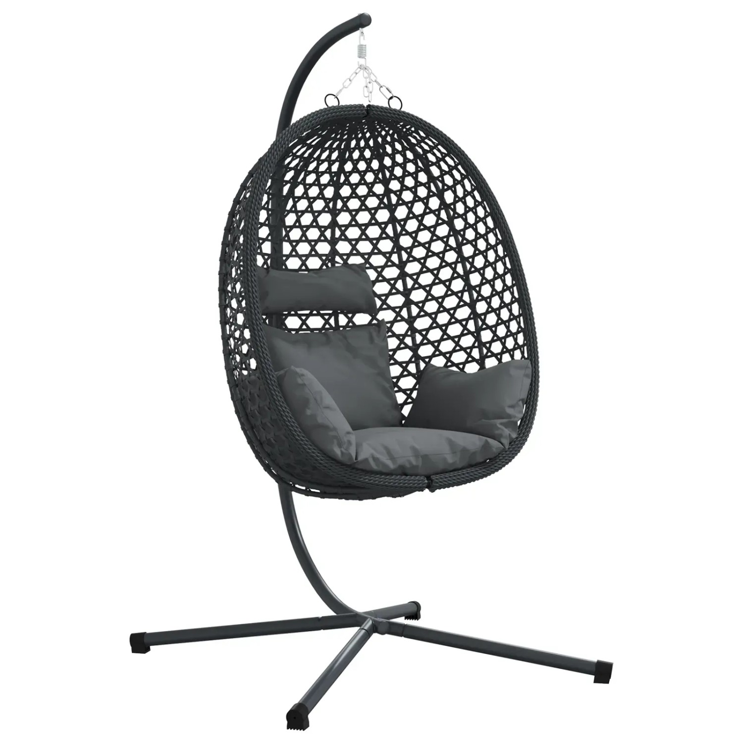 vidaXL Hängender Eierstuhl Korb mit Ständer Anthrazit Poly Rattan 42003851