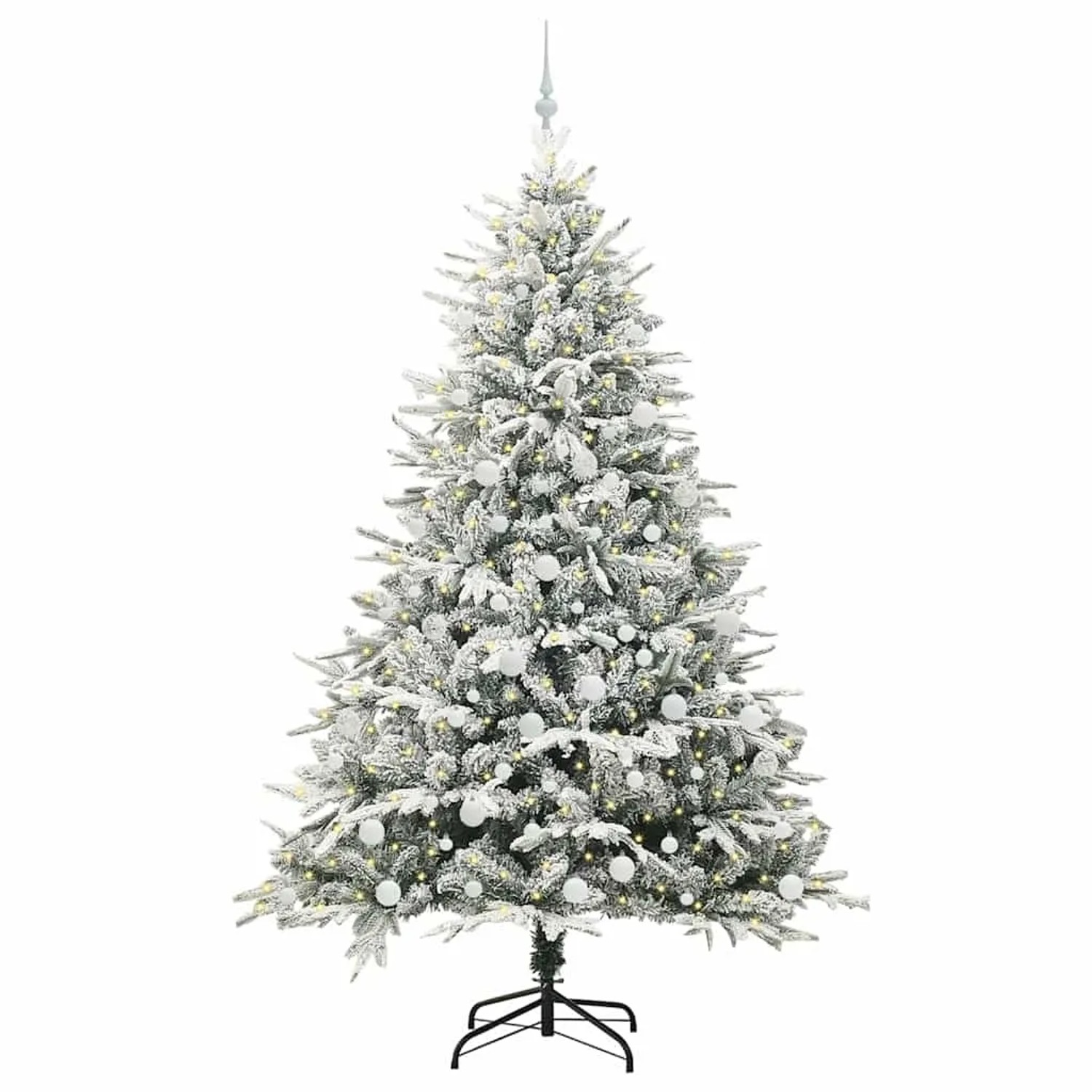 vidaXL Künstlicher Vorbeleuchteter Weihnachtsbaum mit Kugelset Grün 3395409