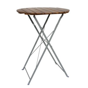 Klappbarer Mojawo Biergarten Stehtisch aus Akazie und Stahl, Ø80 cm.