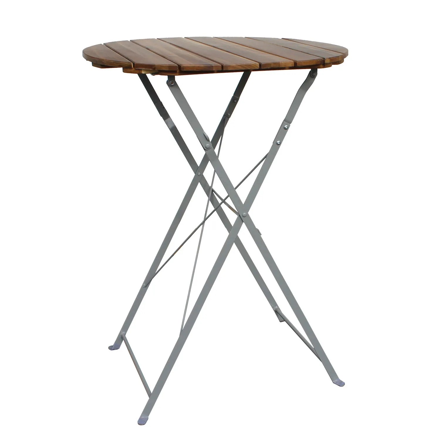 Klappbarer Mojawo Biergarten Stehtisch aus Akazie und Stahl, Ø80 cm.