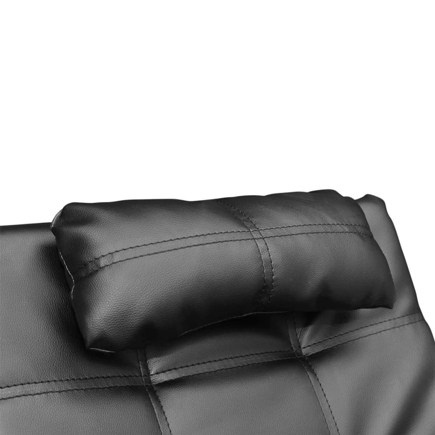 Detailansicht: Schwarze vidaXL Chaiselongue aus Kunstleder mit Kissen.
