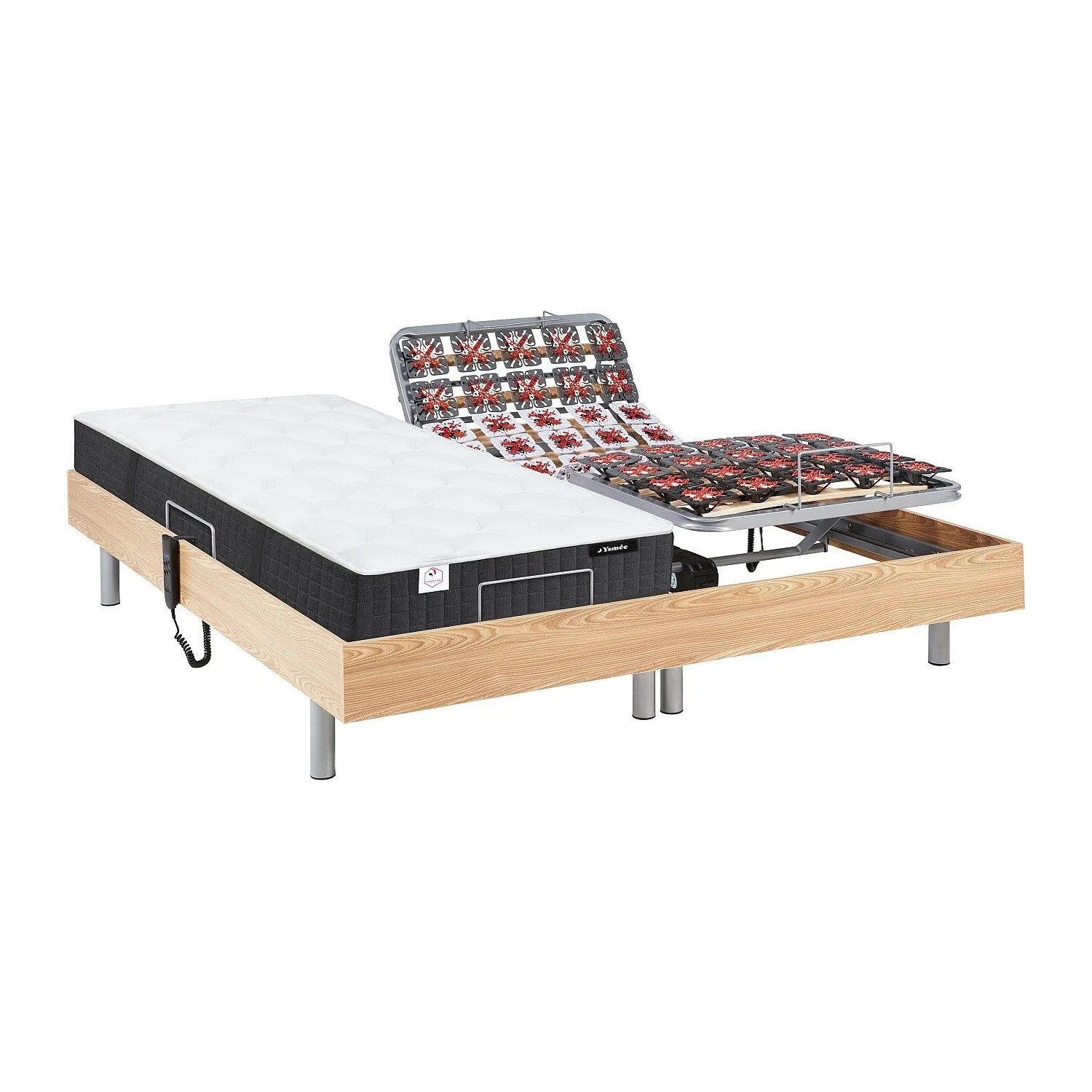 Vente-unique Bett Mit Elektrischem Lattenrost Phanes Naturfarben Hell 200 cm  71 cm
