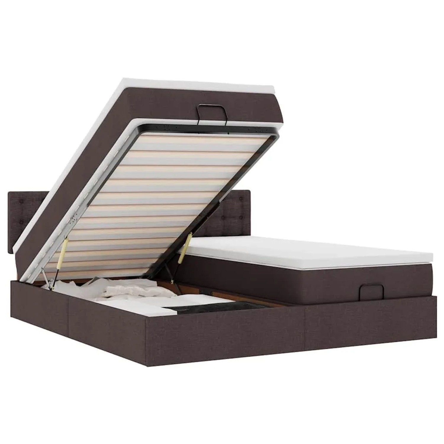 vidaXL Ottoman-Bett mit Matratzen & LEDs Dunkelbraun 180x200 cm Stoff 3312888