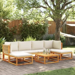 vidaXL 7-Tlg Gartensofa-Set mit Kissen Holz Akazie & Seil 3278862