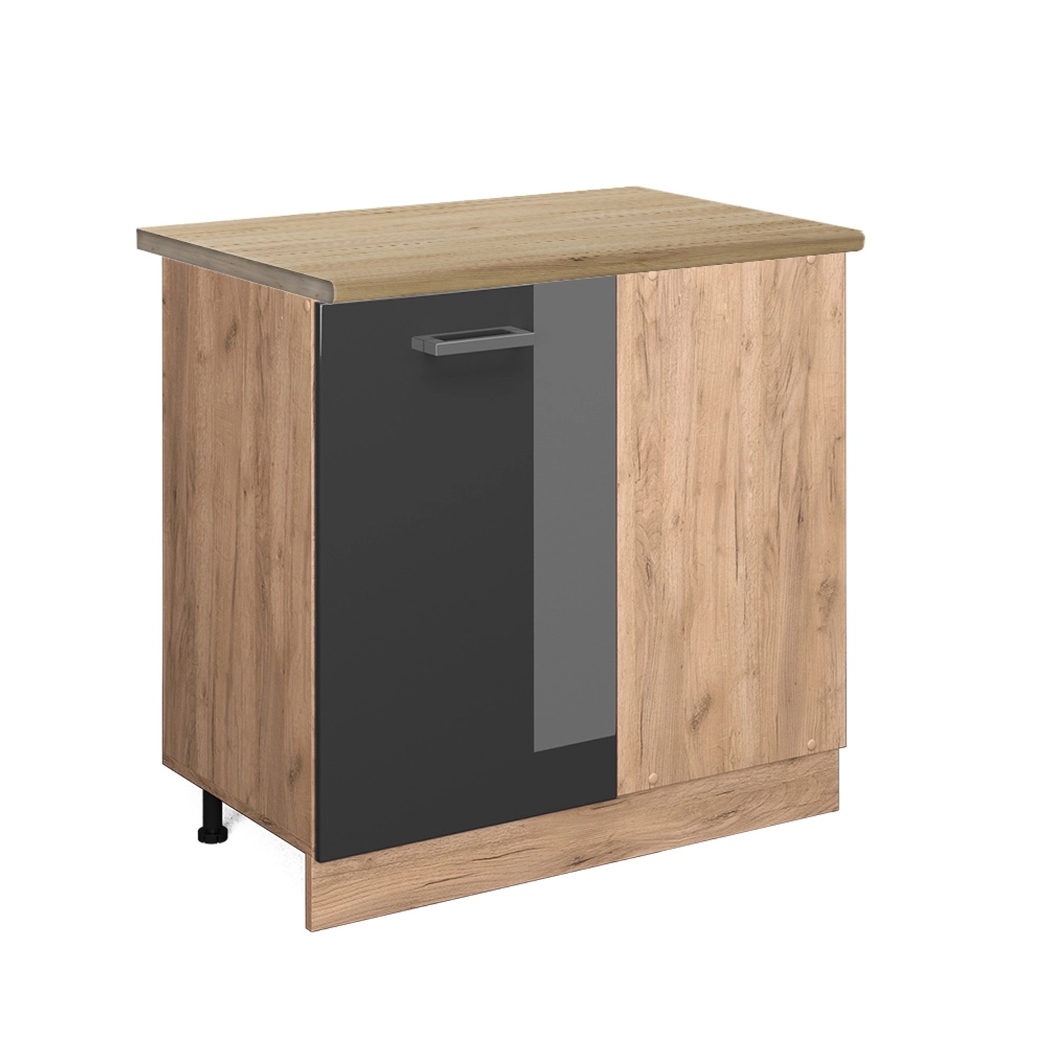 Vicco Eckunterschrank R-Line Anthrazit Hochglanz/Goldkraft Eiche 86 cm AP Eiche