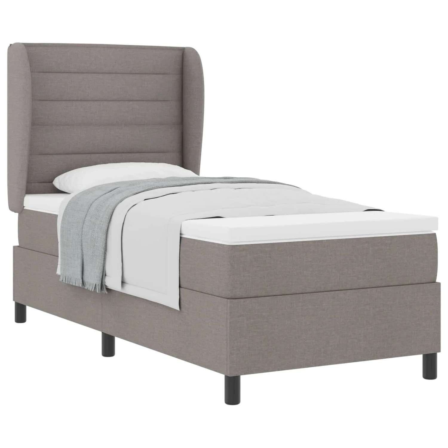 vidaXL Boxspringbett mit Matratze Taupe 100 x 200 cm Stoff 3340491