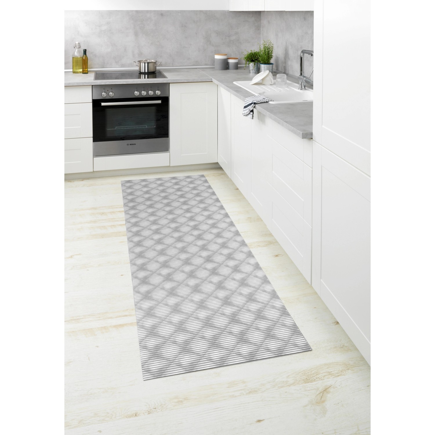 Wenko Badematte Flow Grau  65 x 200 cm Kunststoff