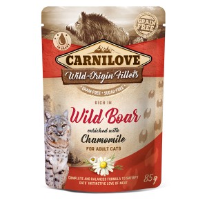Carnilove Katzen-Nassfutter Adult Wild Boar, 85g Packung. Getreidefreies Katzenfutter mit Wildschwein.