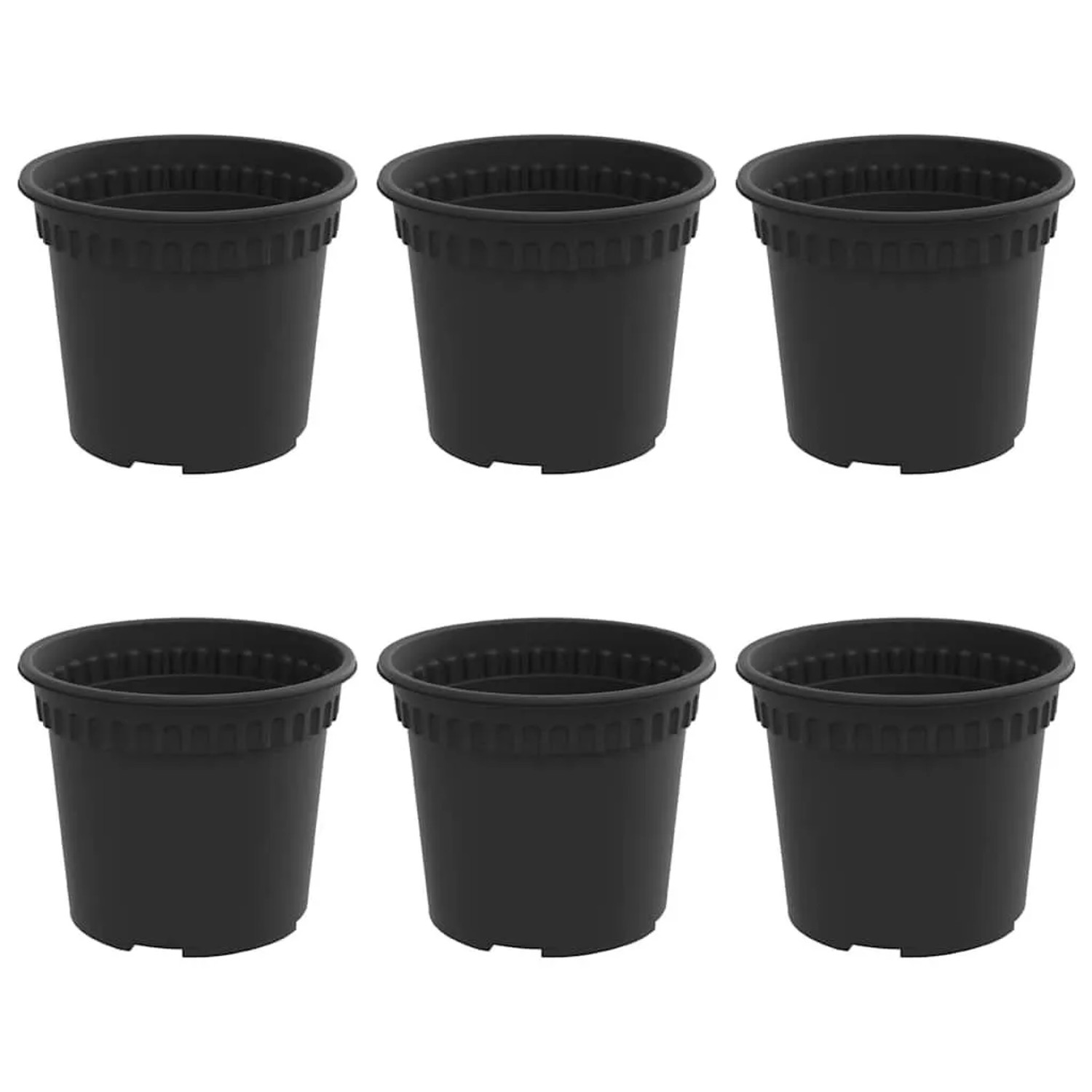 vidaXL Runder Blumentopf 6 Stk Schwarz Ø 12,5 x 10 cm Kunststoff 42020267