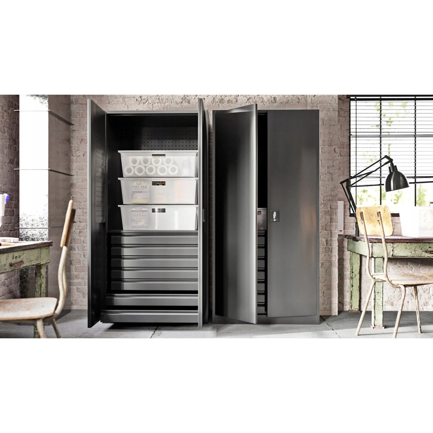 Jan Nowak Werkzeugschrank Werkstattschrank DAREK 185 x 92 x 50 cm All Black Schwarz_8