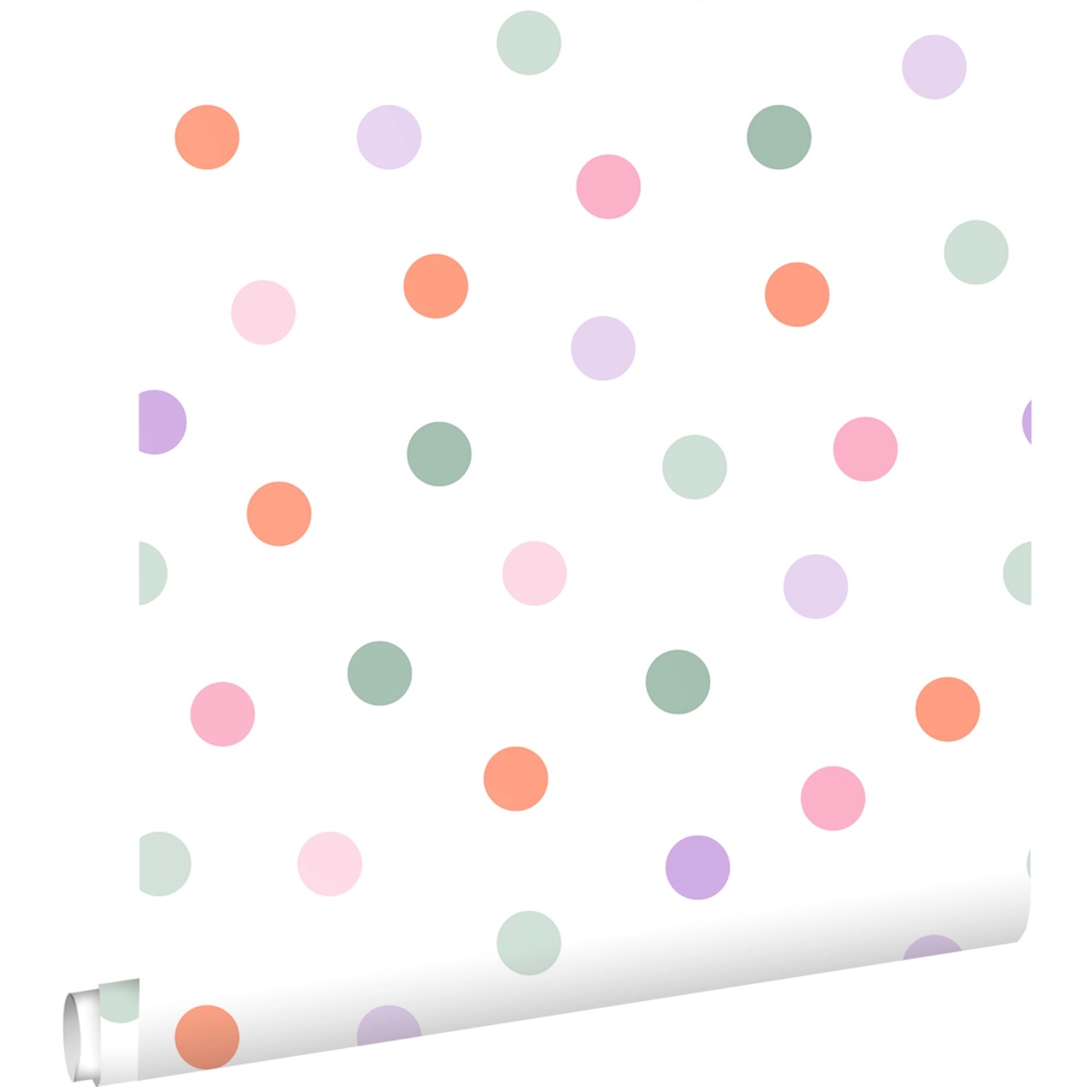 ESTAhome Tapete Punktmuster Lila Orange Rosa und Grün 50 x 900 cm günstig online kaufen
