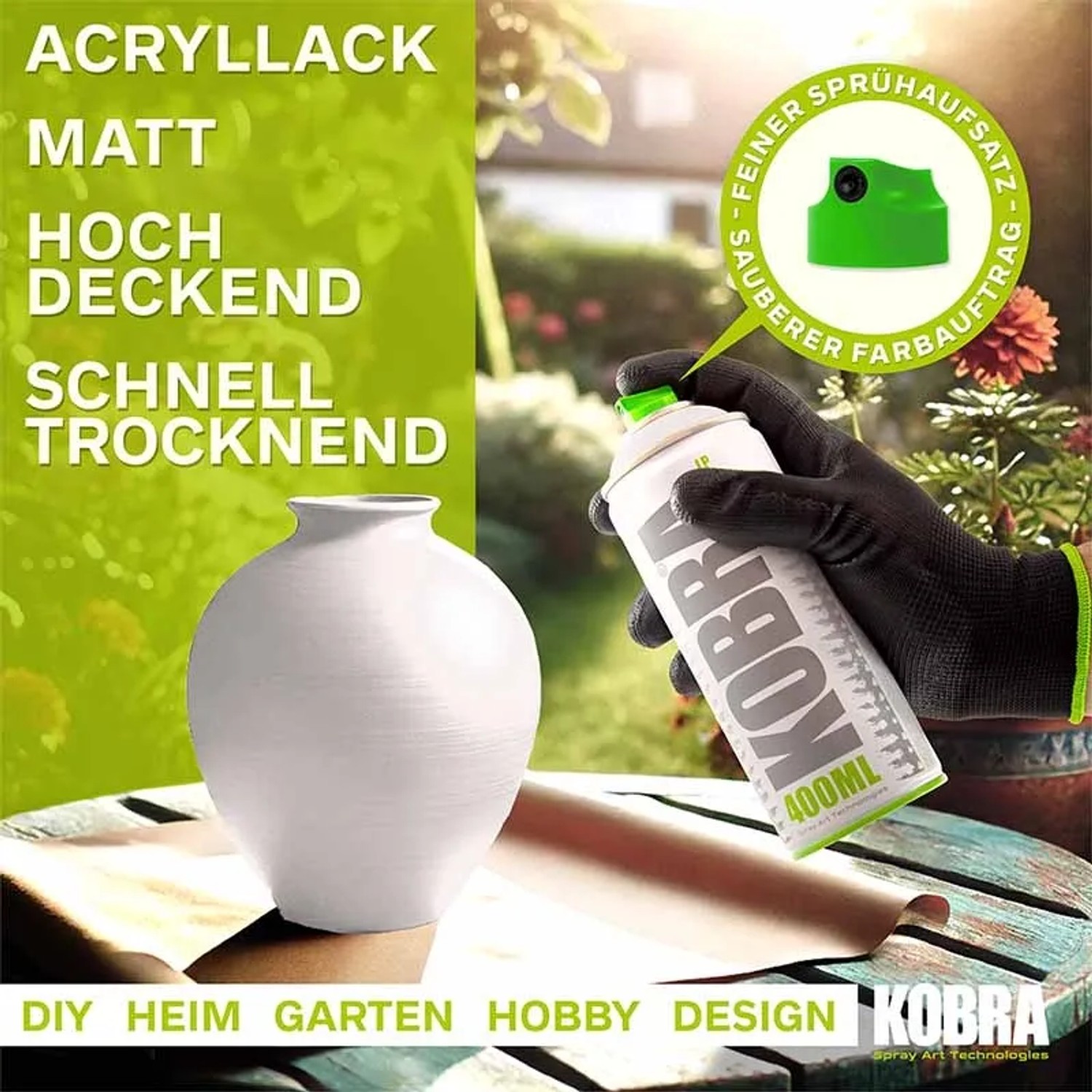 Kobra LP Buntlack Spray Altweiss Matt, 400ml Dose. Ideal für DIY-Projekte und zum Lackieren.