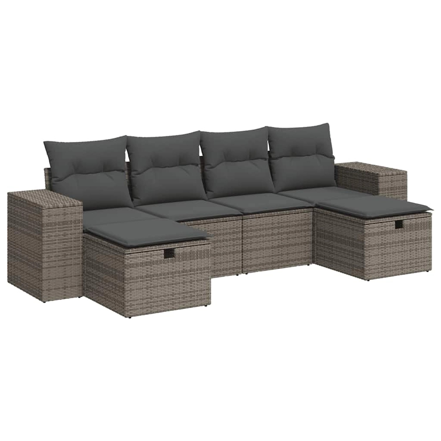 vidaXL 6-Tlg Garten-Sofagarnitur mit Kissen Grau Poly Rattan 3325726 günstig online kaufen