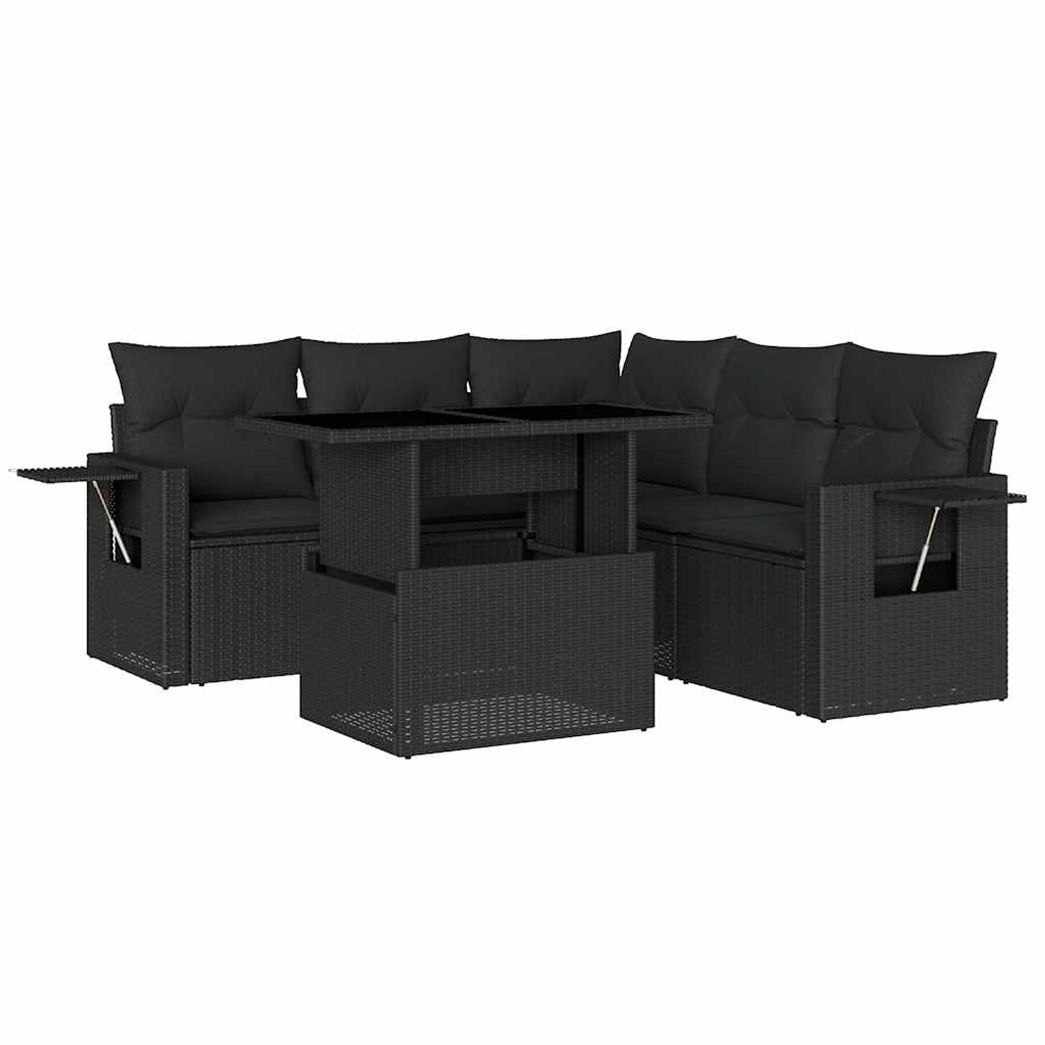 vidaXL 6-Tlg Garten-Sofagarnitur mit Kissen Schwarz Poly Rattan 3267895 günstig online kaufen