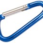 Blauer Conacord Karabinerhaken aus Aluminium, 5x50 mm, mit silbernem Schnapper.