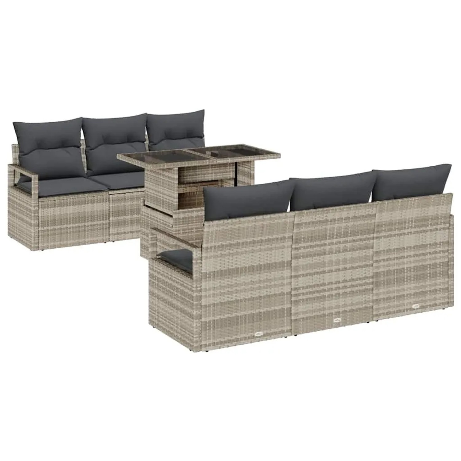 vidaXL Gartensofa-set mit Speicher 7-Tlg Hellgrau Poly-Rattan 3348748 günstig online kaufen