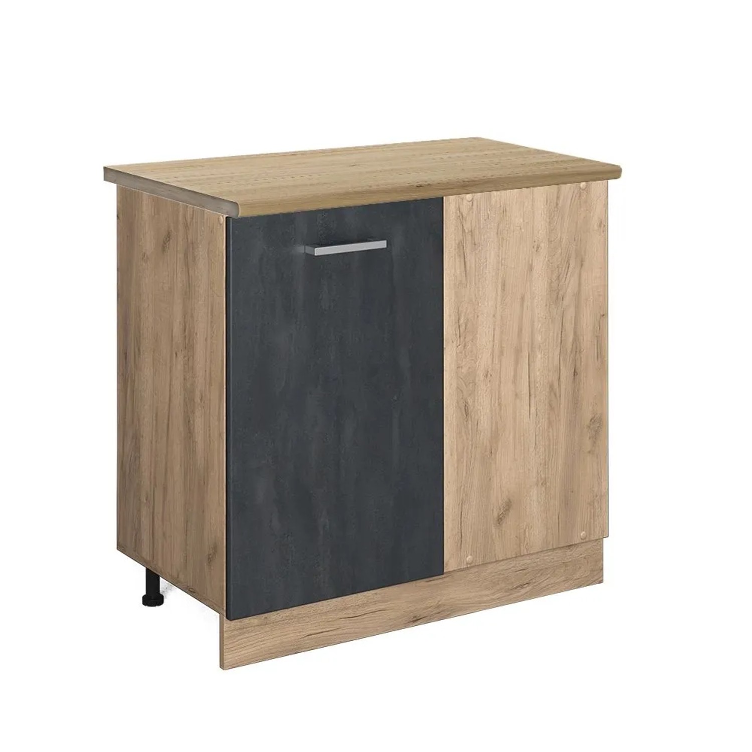 Vicco Eckunterschrank R-Line Schwarz Beton Goldkraft Eiche 86 cm AP Eiche