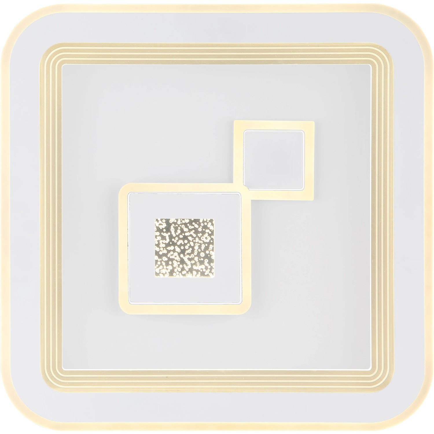 Moderne, dimmbare LED-Deckenleuchte Valeria, weiß, mit Fernbedienung, 466x466x74 mm.