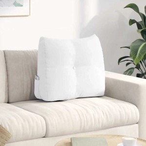 Weißes vidaXL Rückenkissen aus Stoff mit Knopf auf hellem Sofa. Ergonomisches Kissen für Wohnzimmer und Komfort.