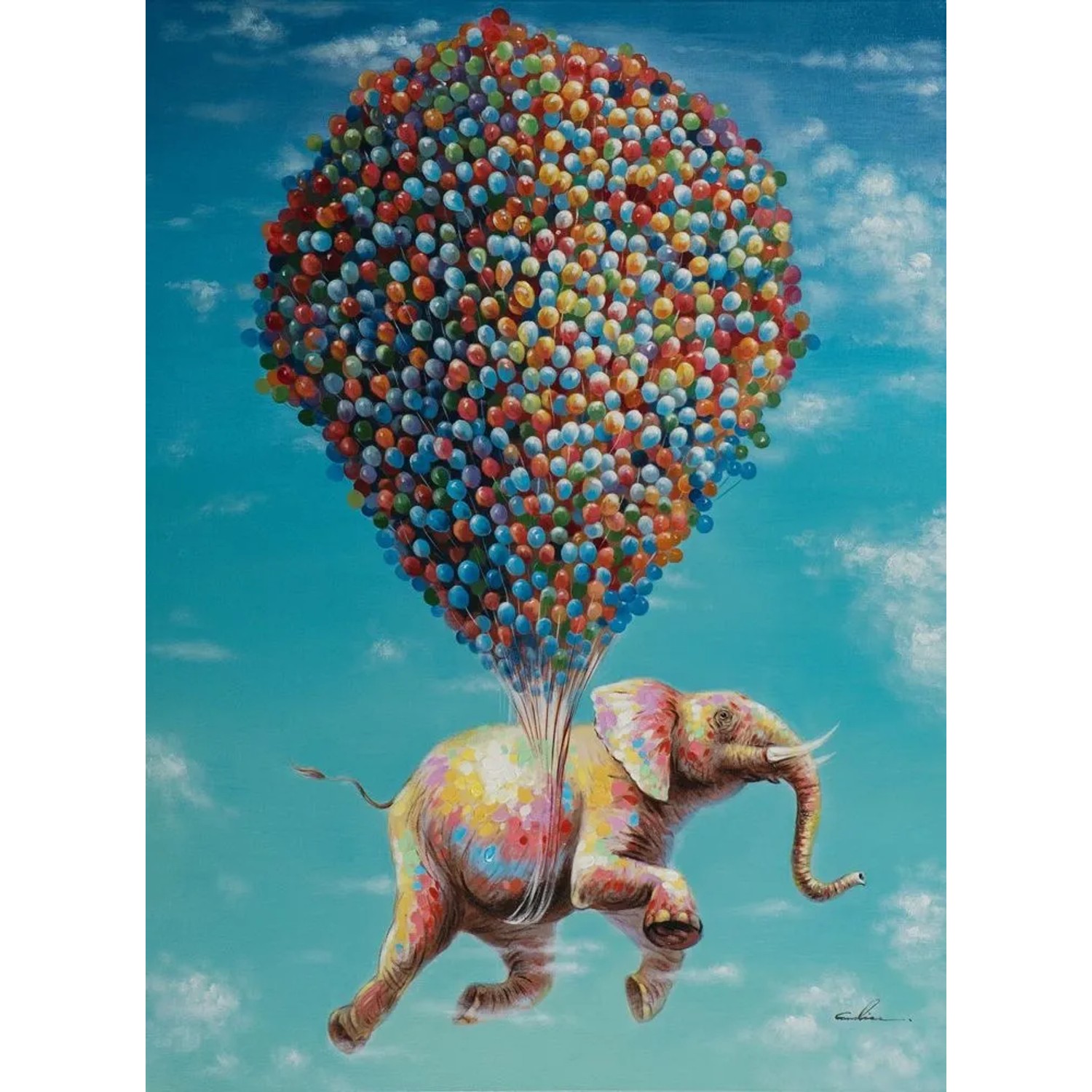 Art Universe Leinwandbild Fliegender Elefant 90 x 120 cm
