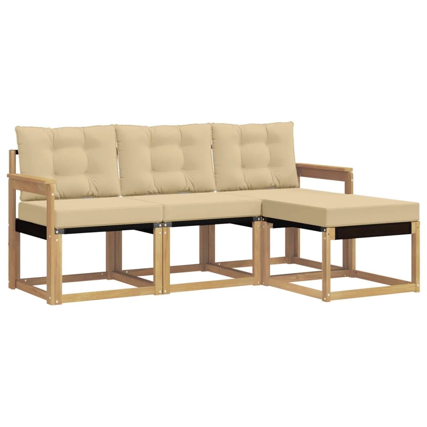 vidaXL Outdoor-Sofagarnitur mit Kissen 4-Tlg Weiß und Beige 3389351